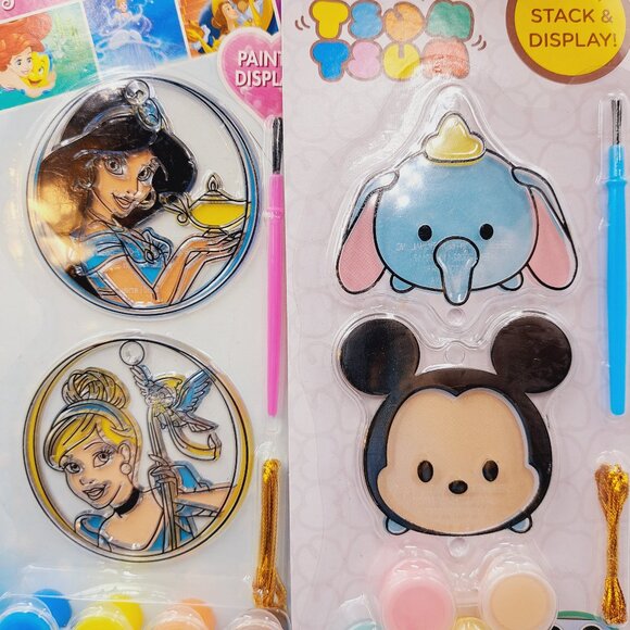 Disney Princess & Stacking Tsum Tsum Kids Art & Craft Paint Your Own Suncatchers - Picture 1 of 8
